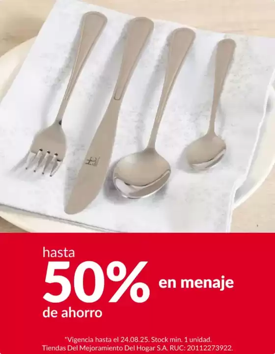 Catálogo Sodimac | Hasta 50% en menaje  | 2025-08-22T00:00:00.000Z - 2025-08-24T00:00:00.000Z