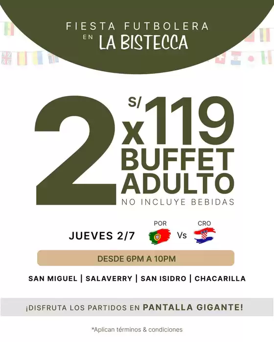 Catálogo La Bistecca | Fiesta futbolera | 2026-07-01T00:00:00.000Z - 2026-07-02T00:00:00.000Z