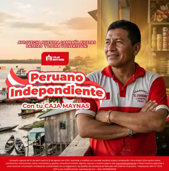 Catálogo Caja Maynas | Peuano independiente | 2026-07-02T00:00:00.000Z - 2026-08-31T00:00:00.000Z