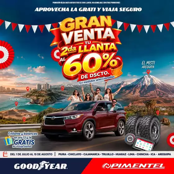 Catálogo Pimentel | Gran venta tu 2da llanta 60%de dcto | 2026-07-09T00:00:00.000Z - 2026-07-15T00:00:00.000Z