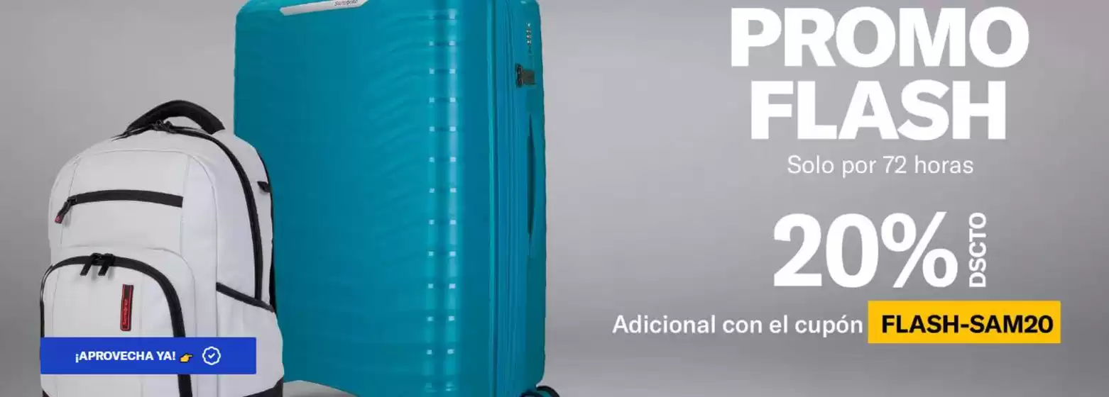 Catálogo Samsonite en Lurín | Promo Flash | 2026-07-24T00:00:00.000Z - 2026-07-26T00:00:00.000Z