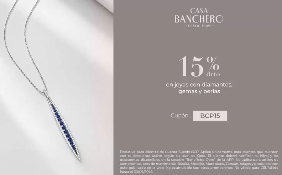 Catálogo Casa Banchero | 15% en joyas con diamanted germas y perlas | 2026-08-04T00:00:00.000Z - 2026-09-30T00:00:00.000Z