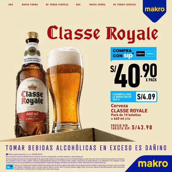 Catálogo Makro | Volante Cerveza Classe Royale | 2026-08-14T00:00:00.000Z - 2026-08-16T00:00:00.000Z