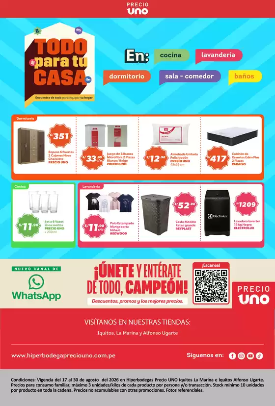 Catálogo Hiperbodega Precio Uno | Catálogo Hiperbodega Precio Uno. | 2026-08-17T00:00:00.000Z - 2026-08-30T00:00:00.000Z
