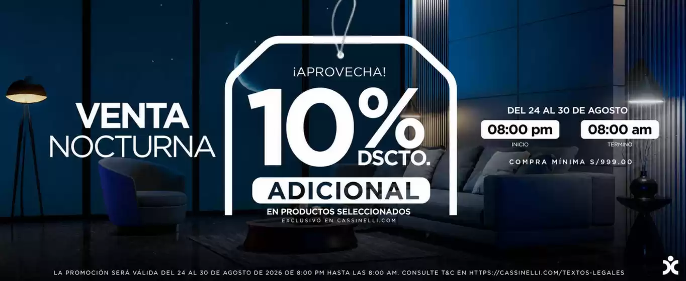 Catálogo Cassinelli | Venta nocturna  | 2026-08-26T00:00:00.000Z - 2026-08-30T00:00:00.000Z