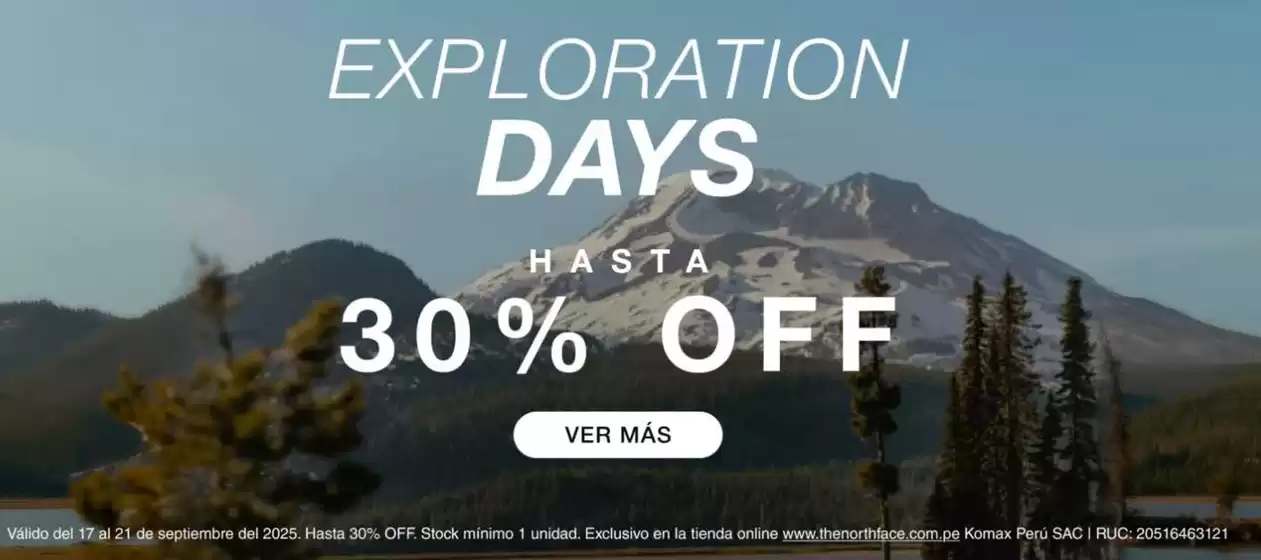 Catálogo The North Face en Lurín | Exploration days  | 2025-09-18T00:00:00.000Z - 2025-09-21T00:00:00.000Z