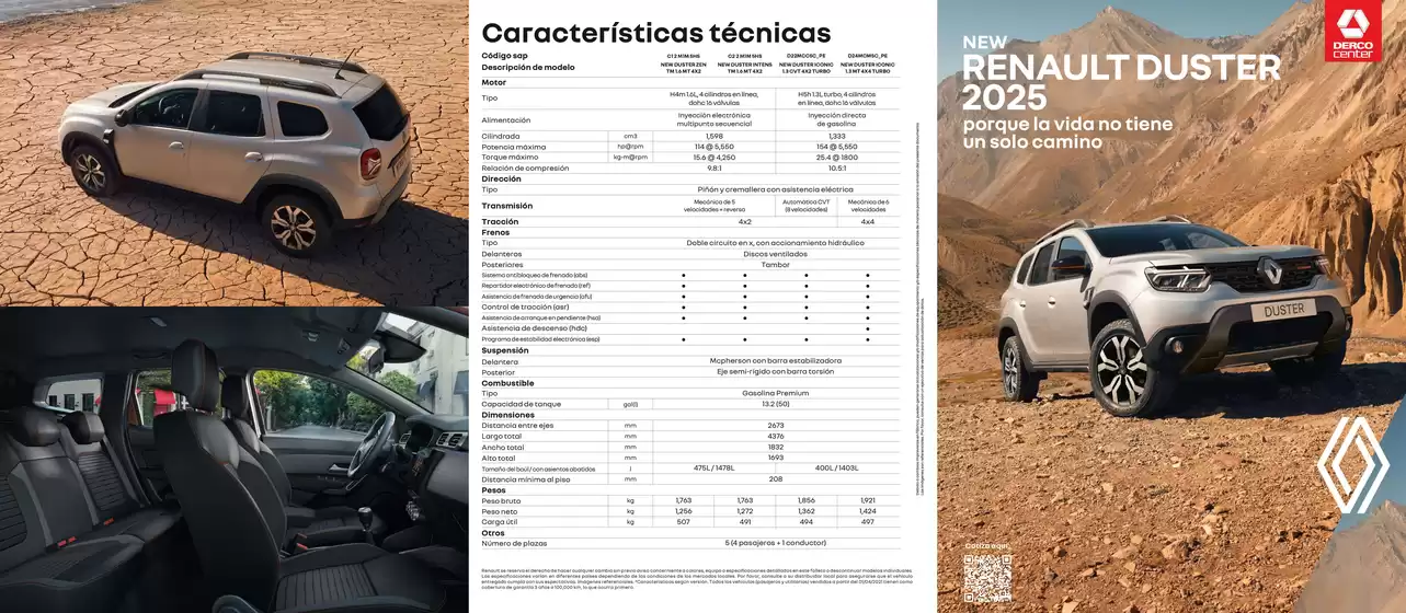 Catálogo Derco | Renault All New Duster INTENS TM 1.6 MT 4X2 2026 | 2026-09-07T00:00:00.000Z - 2026-09-21T00:00:00.000Z