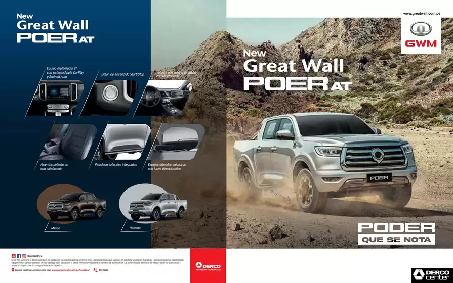 Catálogo Derco | Great Wall Poer Automática AT 4X2 LUX PLUS 2026 | 2026-09-07T00:00:00.000Z - 2026-09-21T00:00:00.000Z
