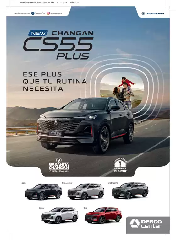 Catálogo Derco en Juliaca | Changan CS55 Plus ELITE 1.5 DCT 2WD GLPT 2024 | 2026-09-07T00:00:00.000Z - 2026-09-21T00:00:00.000Z
