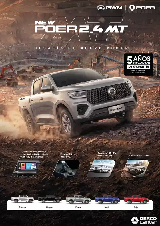 Catálogo Derco en Juliaca | Great Wall Poer 2.4 Mecánica Poer 2.4 Mecánica 2027 | 2026-09-07T00:00:00.000Z - 2026-09-21T00:00:00.000Z