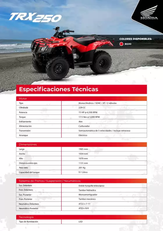 Catálogo Honda | Honda TRX250 | 2026-09-15T00:00:00.000Z - 2026-09-29T00:00:00.000Z