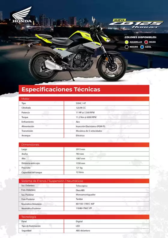 Catálogo Honda | Honda CB125 HORNET 2026 | 2026-09-15T00:00:00.000Z - 2026-09-29T00:00:00.000Z