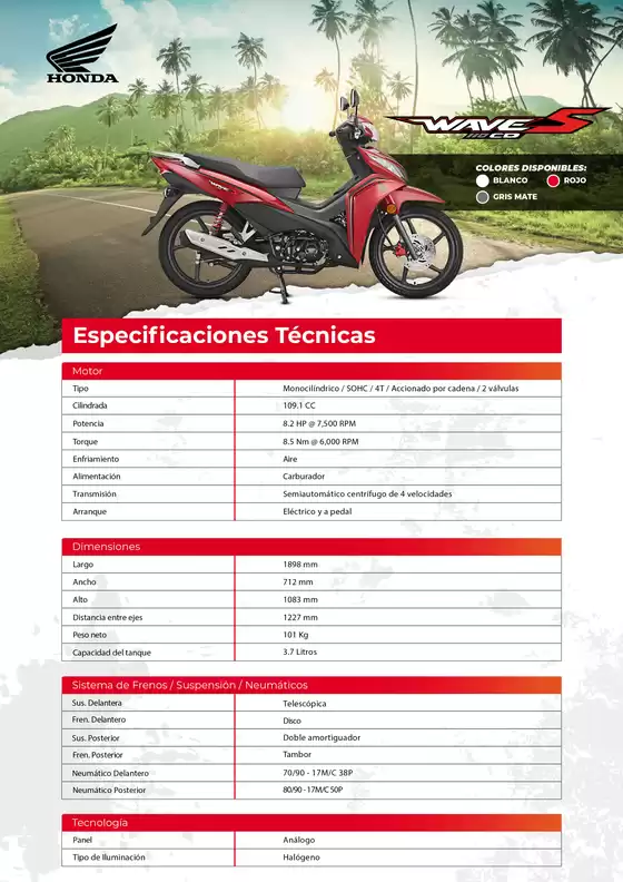 Catálogo Honda | Honda WAVE 110S CD | 2026-09-15T00:00:00.000Z - 2026-09-29T00:00:00.000Z