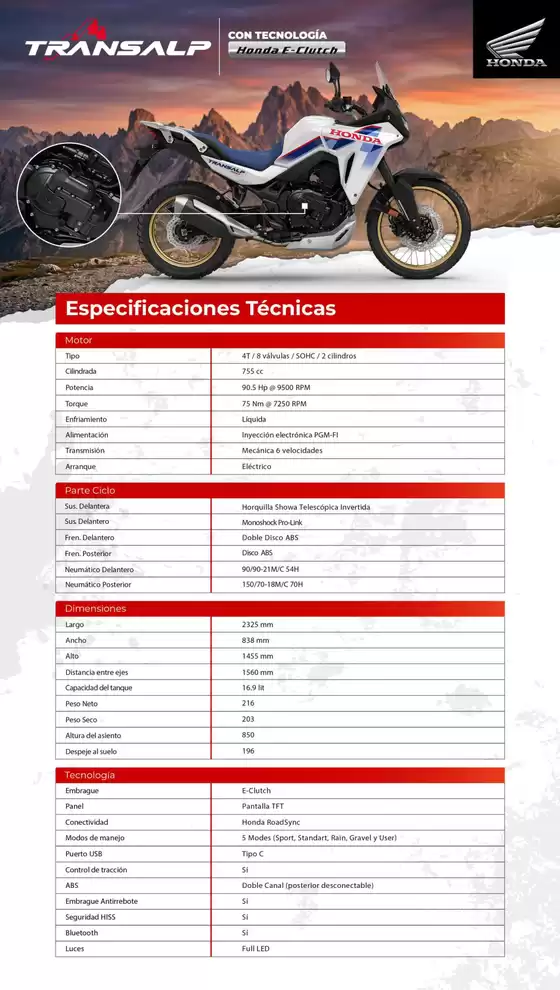Catálogo Honda | Honda XL750 E CLUTCH | 2026-09-15T00:00:00.000Z - 2026-09-29T00:00:00.000Z