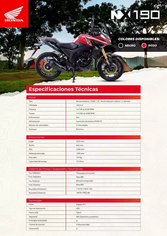 Catálogo Honda | Honda NX190 YM26 | 2026-09-15T00:00:00.000Z - 2026-09-29T00:00:00.000Z