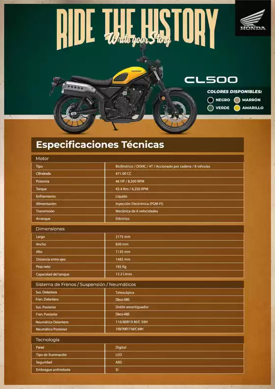 Catálogo Honda | Honda CL500 | 2026-09-15T00:00:00.000Z - 2026-09-29T00:00:00.000Z