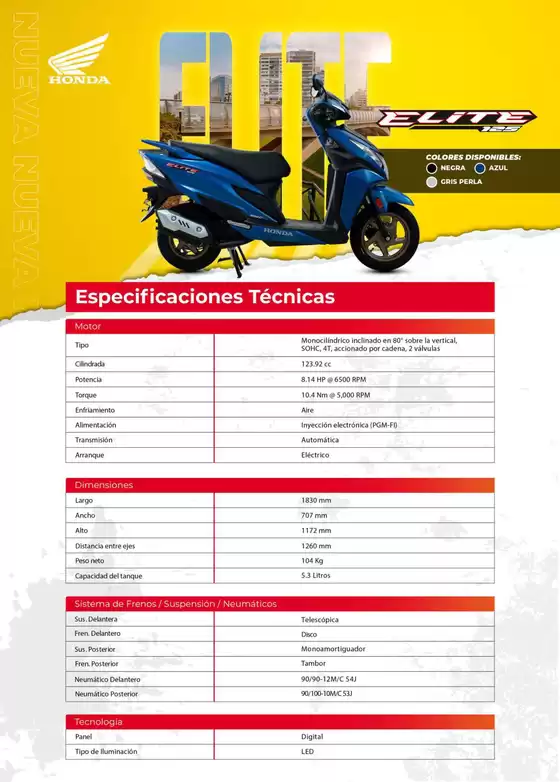 Catálogo Honda | Honda ELITE FI | 2026-09-15T00:00:00.000Z - 2026-09-29T00:00:00.000Z