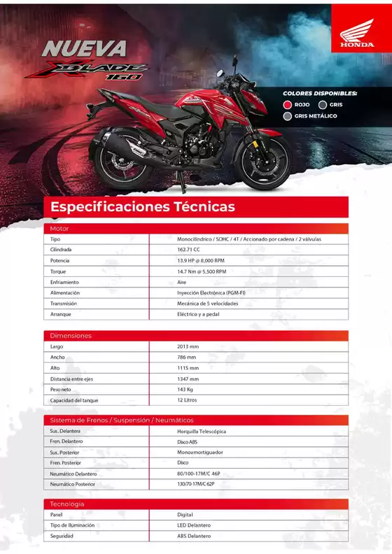 Catálogo Honda | Honda X BLADE 160 | 2026-09-15T00:00:00.000Z - 2026-09-29T00:00:00.000Z