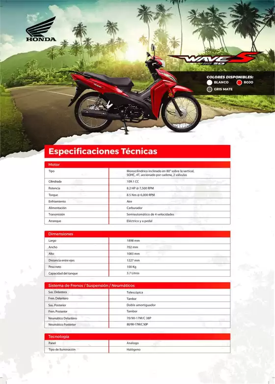 Catálogo Honda | Honda WAVE 110S | 2026-09-15T00:00:00.000Z - 2026-09-29T00:00:00.000Z