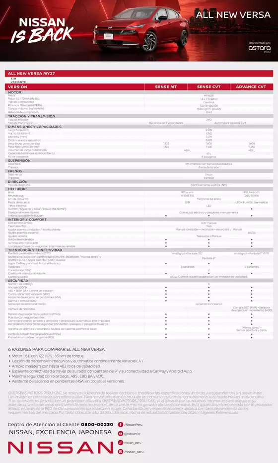 Catálogo Nissan en Cusco | Ft versa 24092026 | 2026-09-25T00:00:00.000Z - 2026-09-30T00:00:00.000Z
