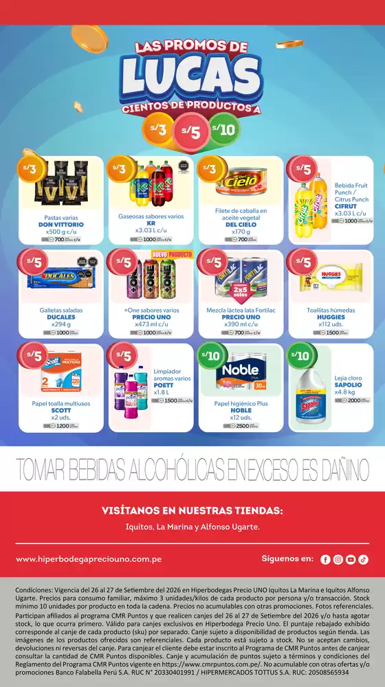 Catálogo Hiperbodega Precio Uno | Iquitos aprovecha las Promos de Lucas | 2026-09-26T00:00:00.000Z - 2026-09-27T00:00:00.000Z