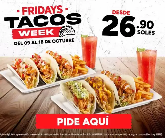 Catálogo TGI Friday's | Fridays tacos week  | 2026-10-16T00:00:00.000Z - 2026-10-18T00:00:00.000Z