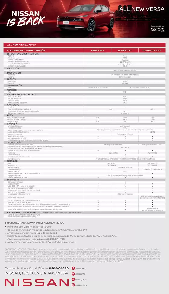 Catálogo Nissan | Ft new versa 27102026 | 2026-10-28T00:00:00.000Z - 2026-11-11T00:00:00.000Z