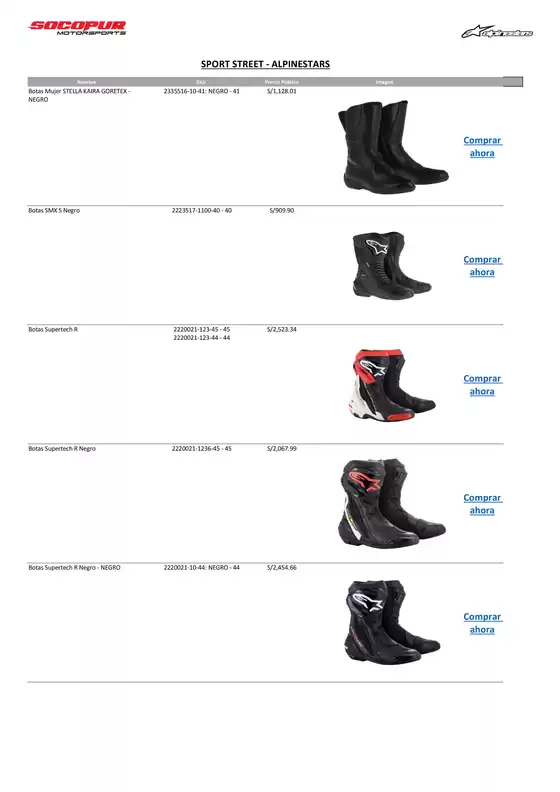 Catálogo Socopur | ALPINESTARS SPORT STREET | 2025-10-06T00:00:00.000Z - 2025-10-20T00:00:00.000Z