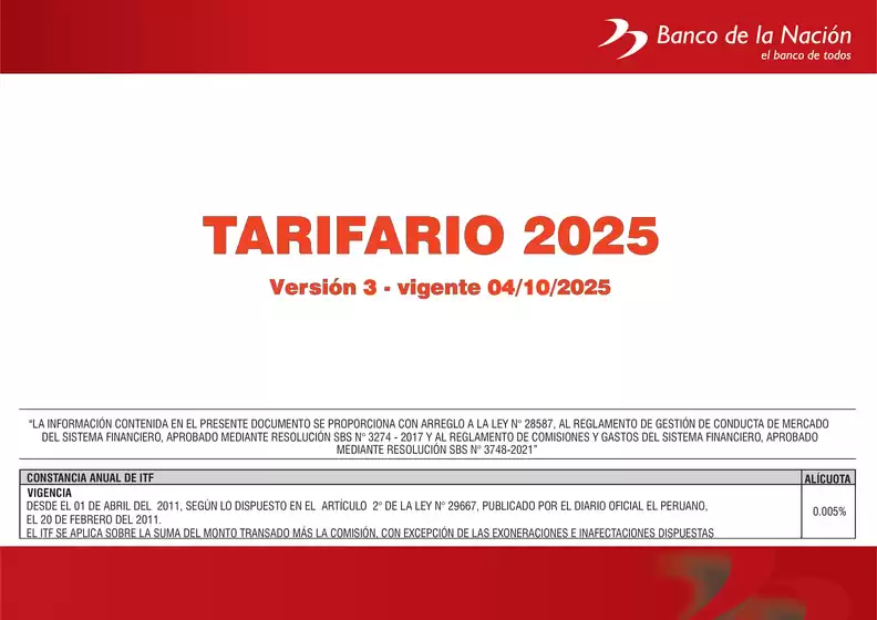 Tarifario Octubre 