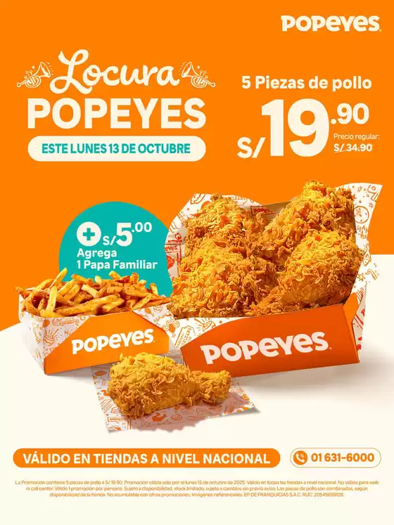 Catálogo Popeyes | Locura Popeyes  | 2025-10-13T00:00:00.000Z - 2025-10-13T00:00:00.000Z