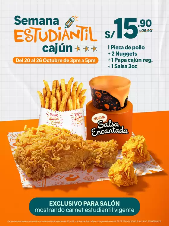 Catálogo Popeyes | Semana estudiantil cajun | 2025-10-21T00:00:00.000Z - 2025-10-26T00:00:00.000Z