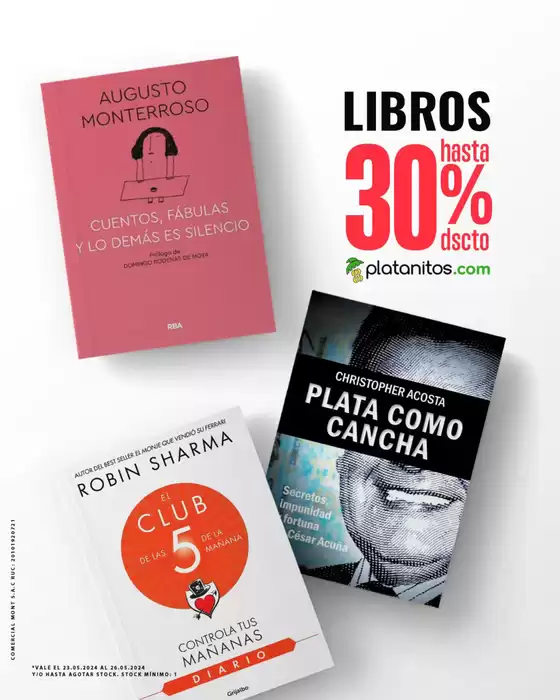 Catálogo Platanitos | Libros hasta 30% dscto | 2024-05-24T00:00:00.000Z - 2024-05-26T00:00:00.000Z