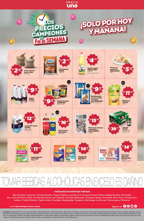 Catálogo Hiperbodega Precio Uno en Yarinacocha | Ofertas principales para todos los clientes | 2026-01-10T00:00:00.000Z - 2026-01-11T00:00:00.000Z