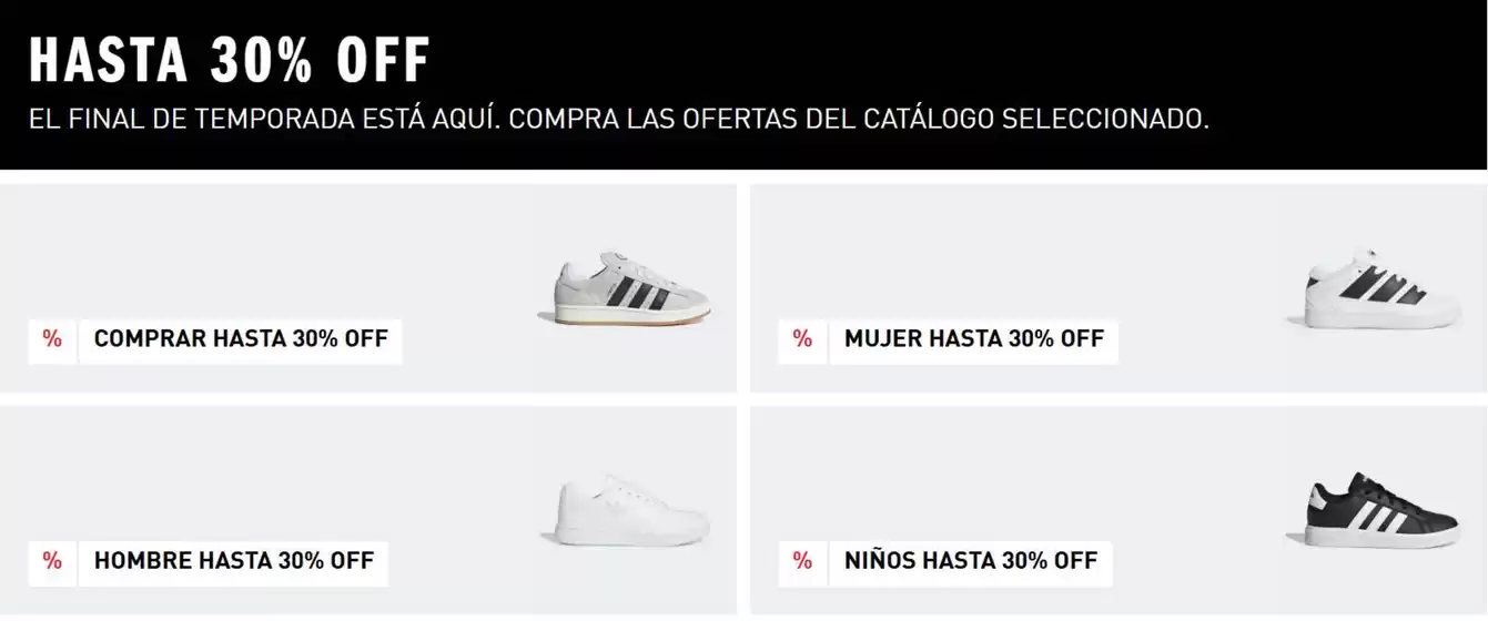 Catálogo ADIDAS | Hasta 30%off  | 2026-01-16T00:00:00.000Z - 2026-01-31T00:00:00.000Z