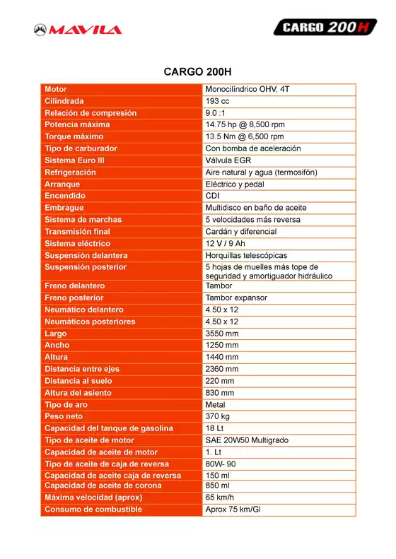 Catálogo Mavila | CARGO 200H | 2026-01-16T00:00:00.000Z - 2026-11-30T00:00:00.000Z
