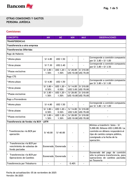 Catálogo Bancom | OTRAS COMISIONES Y GASTO | 2026-01-30T00:00:00.000Z - 2026-12-31T00:00:00.000Z