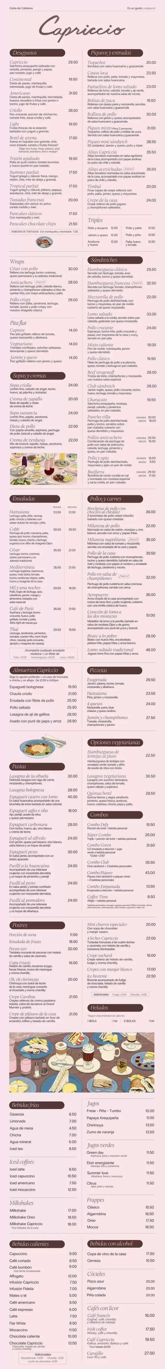 Catálogo Capriccio en Cusco | Carta cafetería | 2026-02-05T00:00:00.000Z - 2026-02-19T00:00:00.000Z