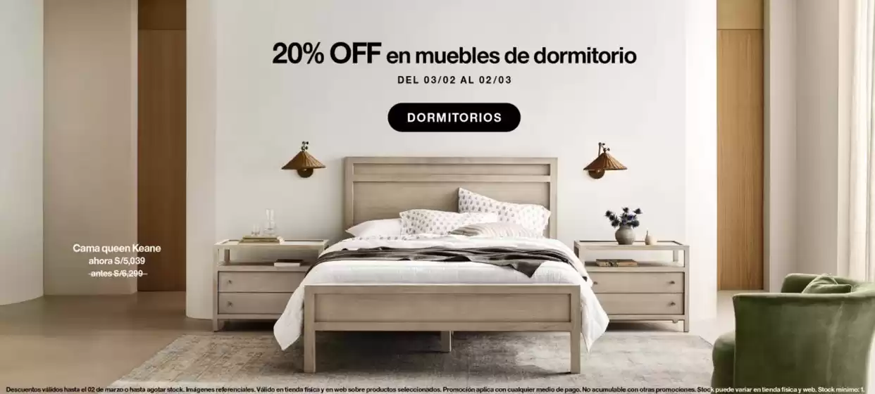 Catálogo Crate & Barrel | 20$off en muebles de dormitorio  | 2026-02-06T00:00:00.000Z - 2026-03-02T00:00:00.000Z