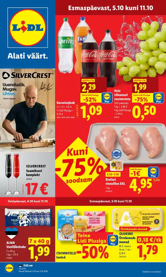Lidl kliendileht linnas Tartu | 05.1011.10 | 2026-10-05T00:00:00.000Z - 2026-10-11T00:00:00.000Z
