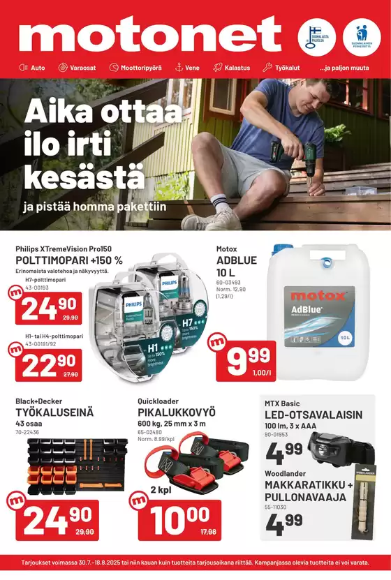 Motonet -luettelo, Seinäjoki | Parhaat löytömme | 2025-07-30T00:00:00.000Z - 2025-08-18T00:00:00.000Z