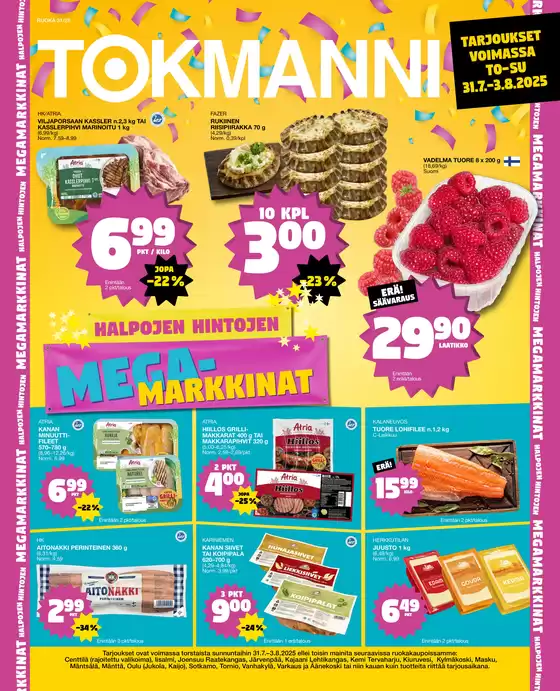 Tokmanni -luettelo, Keminmaa | Ruokasanomat | 2025-07-31T00:00:00.000Z - 2025-08-03T00:00:00.000Z