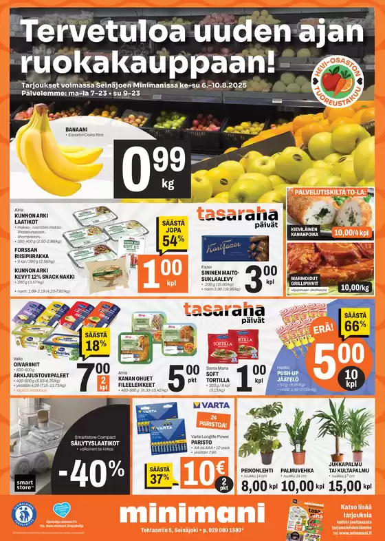 Minimani -luettelo, Tampere | Alennukset ja kampanjat | 2025-08-06T00:00:00.000Z - 2025-08-10T00:00:00.000Z