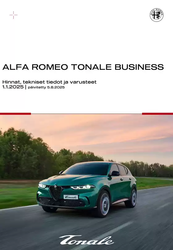 Alfa Romeo -luettelo | Säästä nyt tarjouksillamme | 2025-08-12T00:00:00.000Z - 2025-10-12T00:00:00.000Z