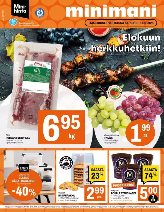 Minimani -luettelo, Kaarina | Minimani Yhtiöt Oy | 2025-08-13T00:00:00.000Z - 2025-08-17T00:00:00.000Z
