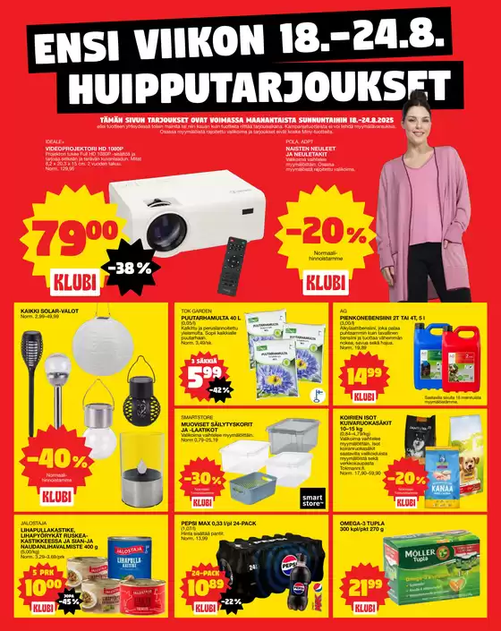 Tokmanni -luettelo, Raisio | Ensi viikon huipputarjoukset | 2025-08-18T00:00:00.000Z - 2025-08-24T00:00:00.000Z