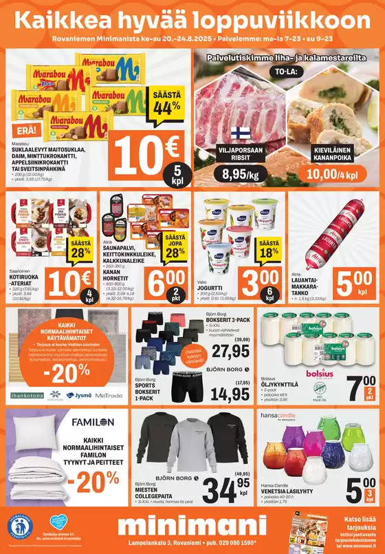 Minimani -luettelo, Seinäjoki | Säästä nyt tarjouksillamme | 2025-08-20T00:00:00.000Z - 2025-08-24T00:00:00.000Z