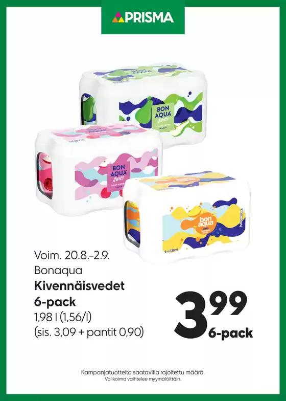 Prisma -luettelo | TOK Prisma Bonaqua 20.8.-2.9. | 2025-08-20T00:00:00.000Z - 2025-09-02T00:00:00.000Z