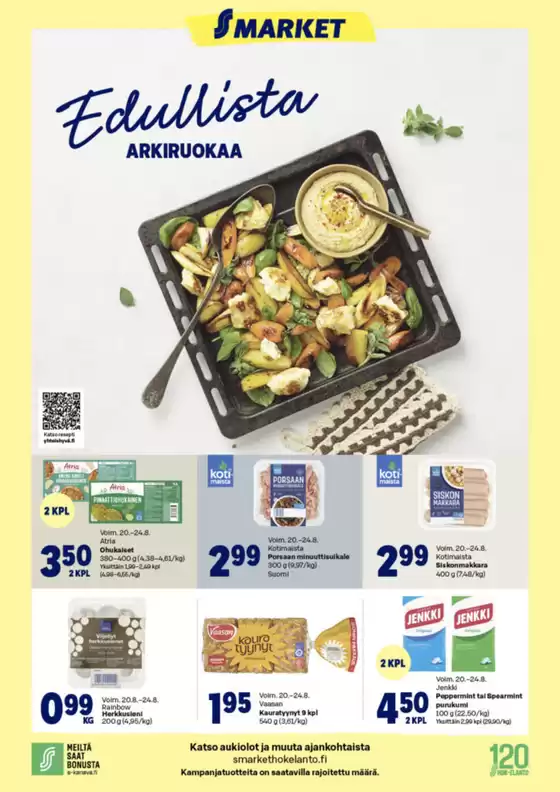 S-Market -luettelo | S-Market tarjoukset | 2025-08-20T00:00:00.000Z - 2025-08-24T00:00:00.000Z