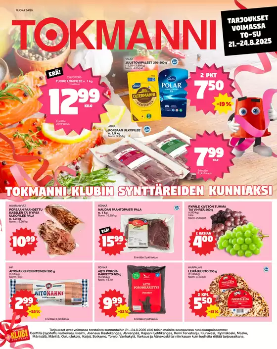 Tokmanni -luettelo, Siilinjärvi | Ruokasanomat | 2025-08-21T00:00:00.000Z - 2025-08-24T00:00:00.000Z