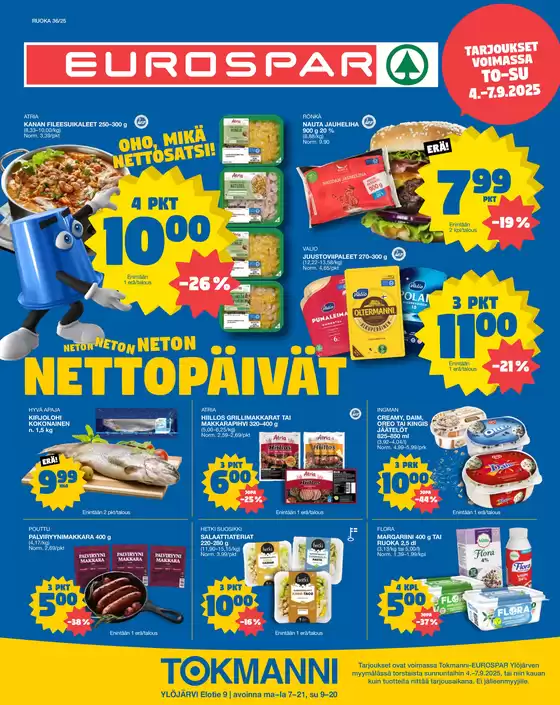 Tokmanni -luettelo, Raahe | EUROSPAR Ylöjärvi Ruokasanomat | 2025-09-04T00:00:00.000Z - 2025-09-18T00:00:00.000Z